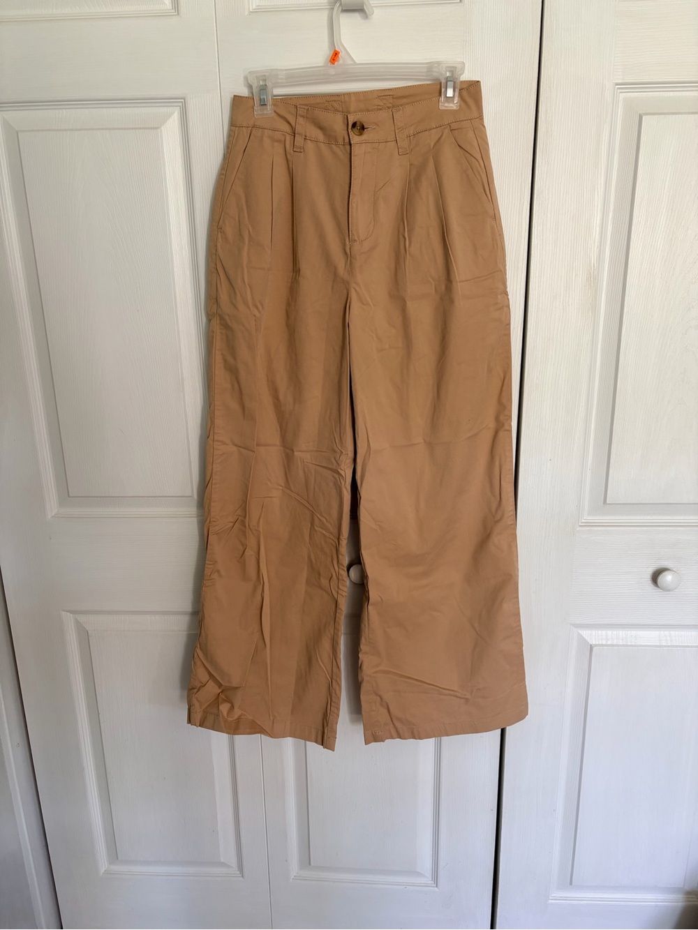 PACT Khaki pleat front women’s wide leg pants